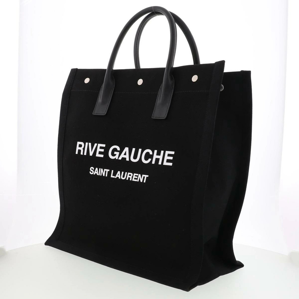 Saint Laurent YSL Canvas Handbag Tote Leather Black Gauche Rive Bag Logo